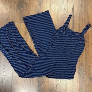 Gypsies & Moondust Jumpsuit Navy & White pinstripes
